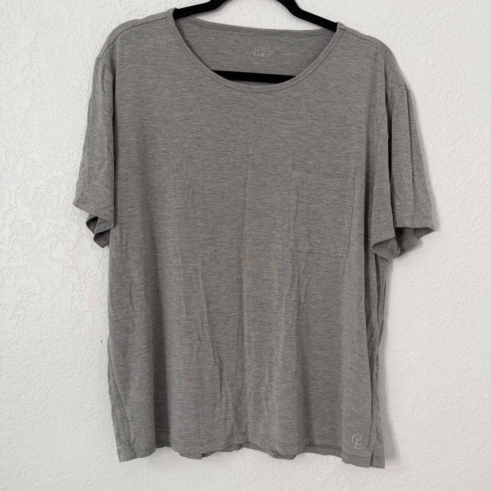 Cozy Earth Women Bamboo Viscose Pajama Tee Short‎ Sleeve Pocket T-Shirt Grey L